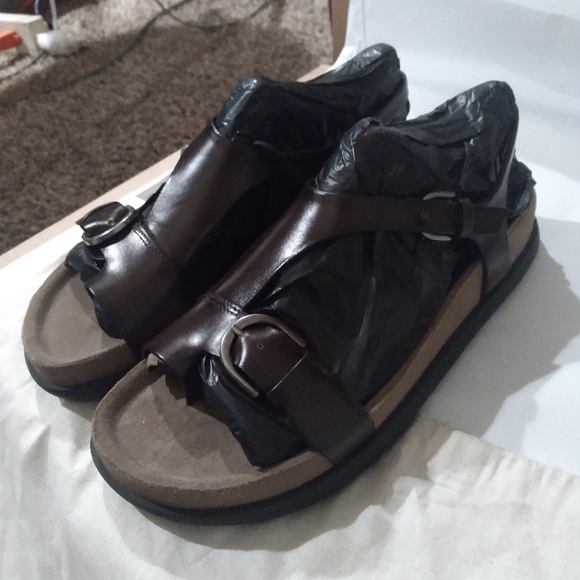 NWT Zara Flat Leather Sandals Sz 8/39 - Picture 8 of 10